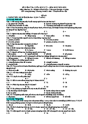Đề kiểm tra giữa học kì 1 Hóa học Lớp 10 (Sách Cánh diều) - Năm học 2022-2023